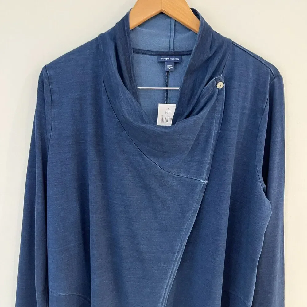 Pure J Jill Indigo Long Sleeve Wrap Cardigan In Ocean Wash Womens Sz L NWT - Picture 4 of 13